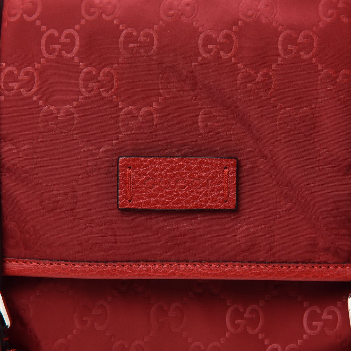 Nylon Monogram Double Buckle Flap Messenger Bag Vibrant Red