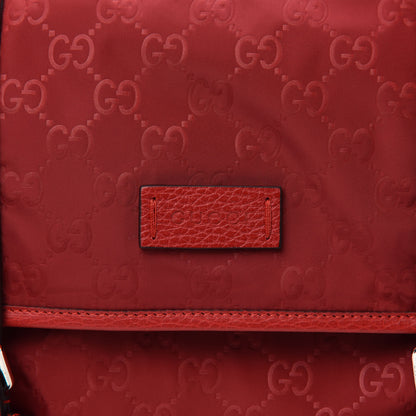 Gucci Nylon Monogram Double Buckle Flap Messenger Bag Vibrant Red 10 of 10
