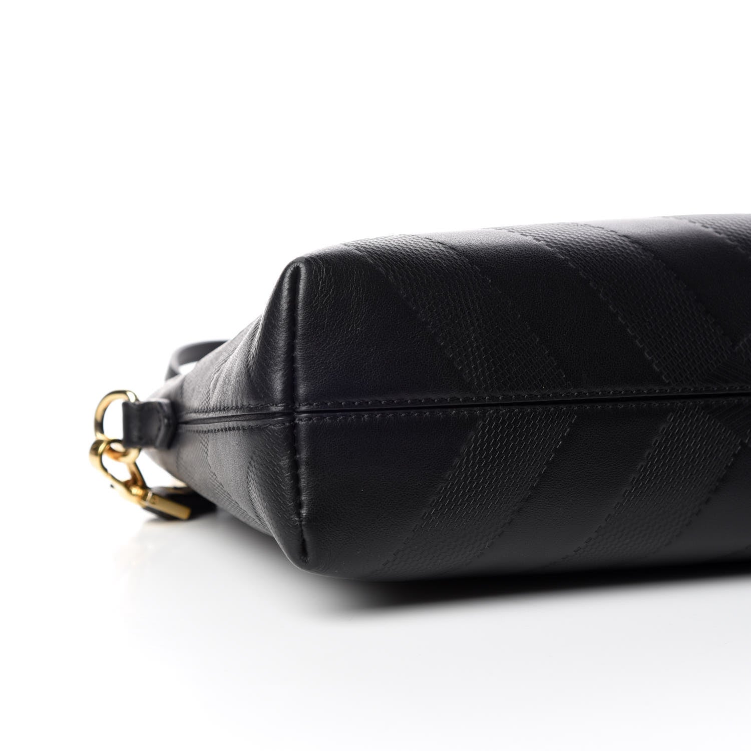 Burberry Calfskin Check Embossed Small Chichester Crossbody Clutch Bag Black 5 of 11