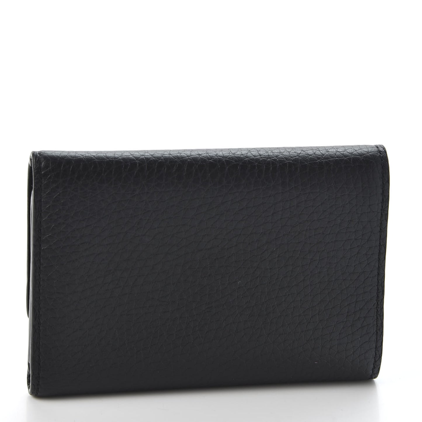 Taurillon Perforated Capucines Compact Wallet Black