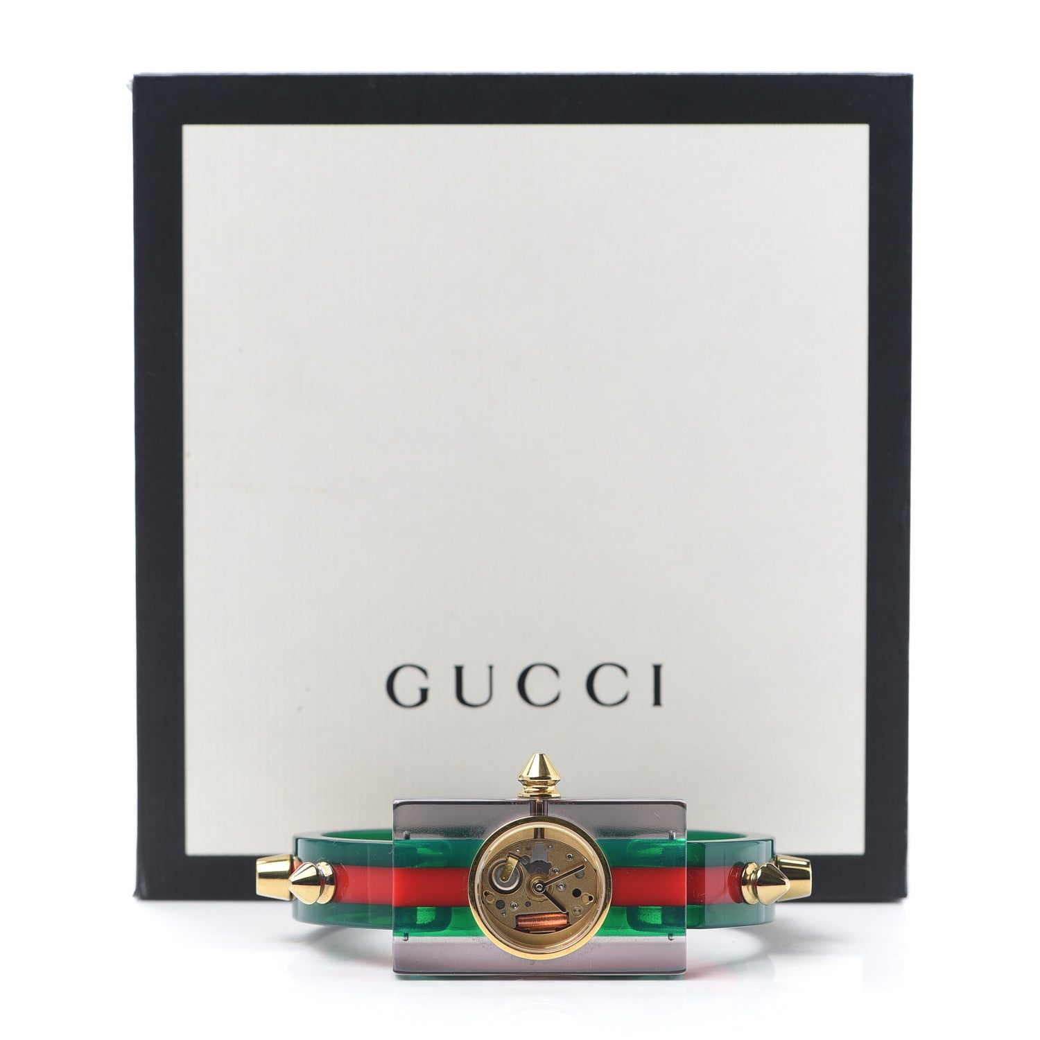Gucci Stainless Steel Plexiglass 24mm Skeleton Stud Quartz Watch 6 of 6