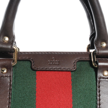 Gucci Monogram Selleria Calfskin Vintage Web Medium Boston Beige Ebony Cocoa 9 of 9