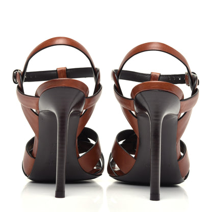 Saint Laurent Calfskin Tribute 105 Sandals 38.5 New Papaya 7 of 9