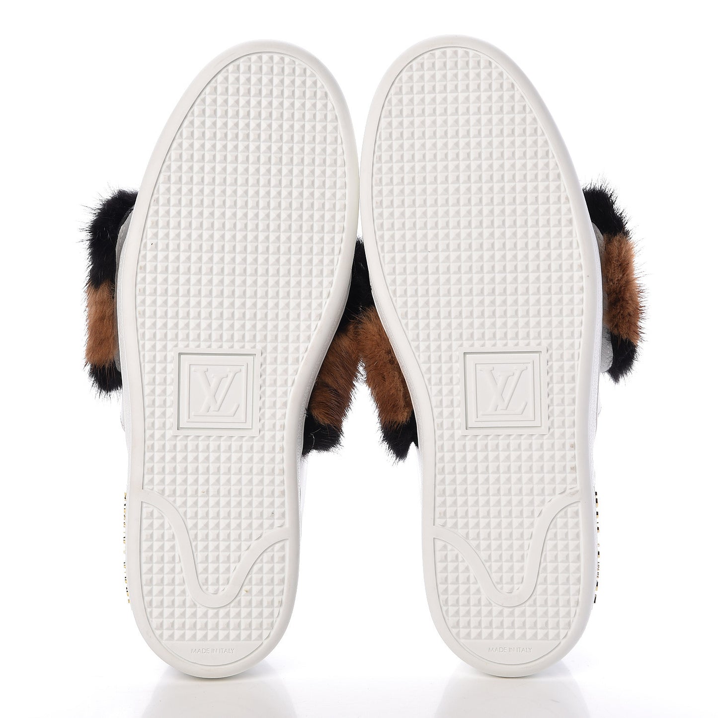Calfskin Mink Fur Frontrow Sneakers 37.5 White