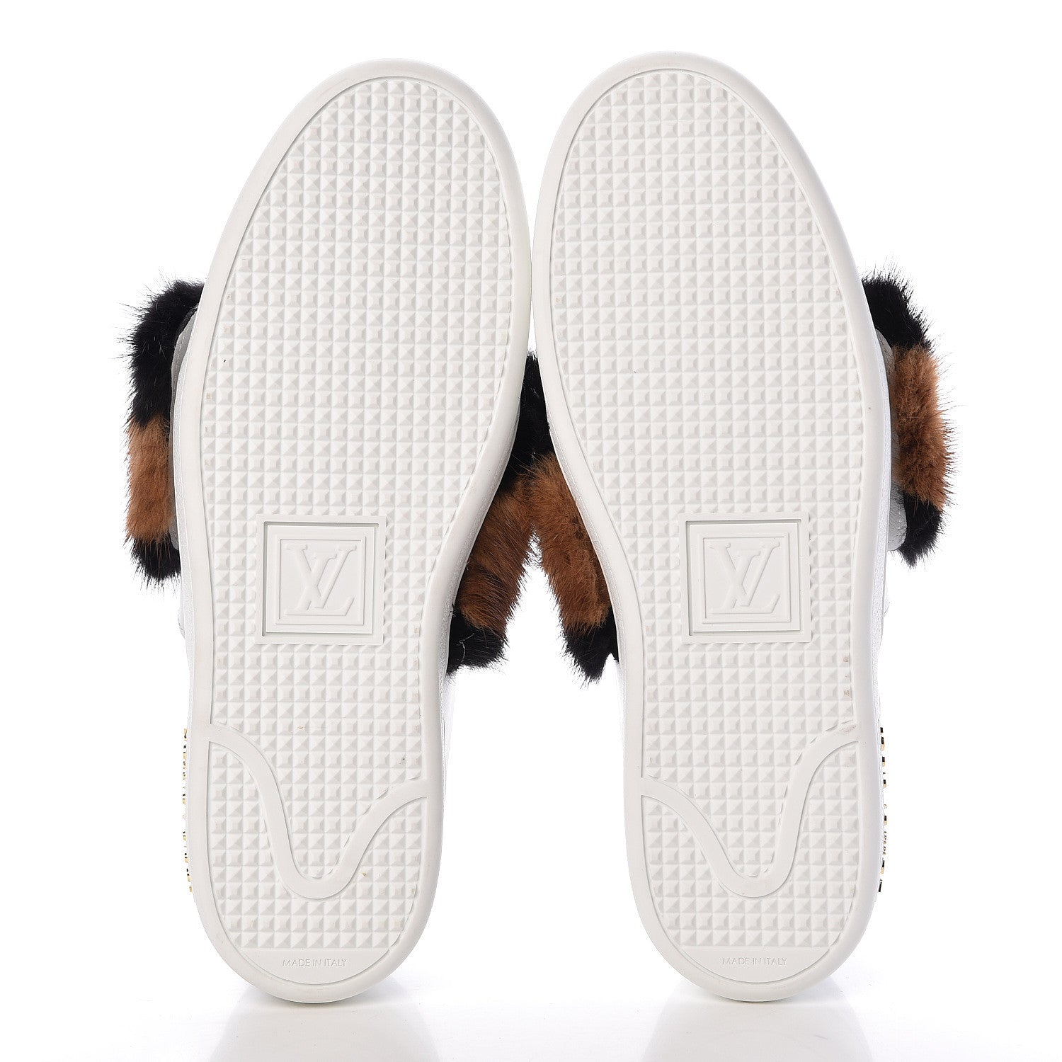 Louis Vuitton Calfskin Mink Fur Frontrow Sneakers 37.5 White 5 of 9