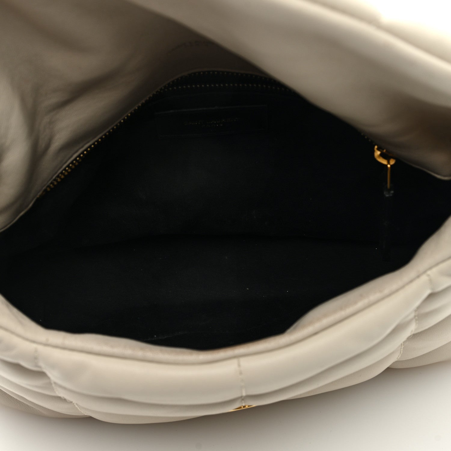 Saint Laurent Lambskin Quilted Small Loulou Puffer Monogram Chain Satchel Blanc Vintage 5 of 11