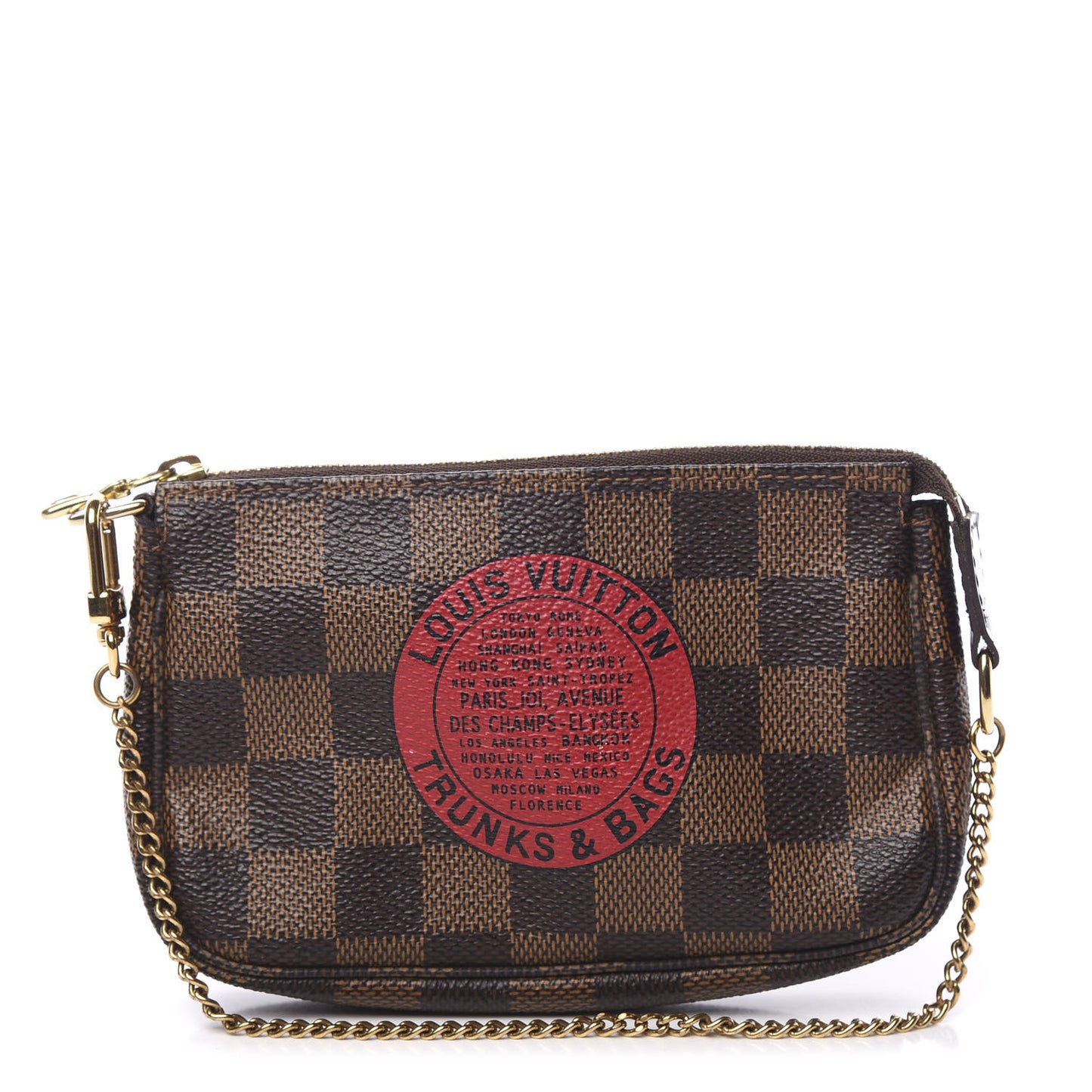 Damier Ebene Complice Trunks and Bags Mini Pochette Accessories Red