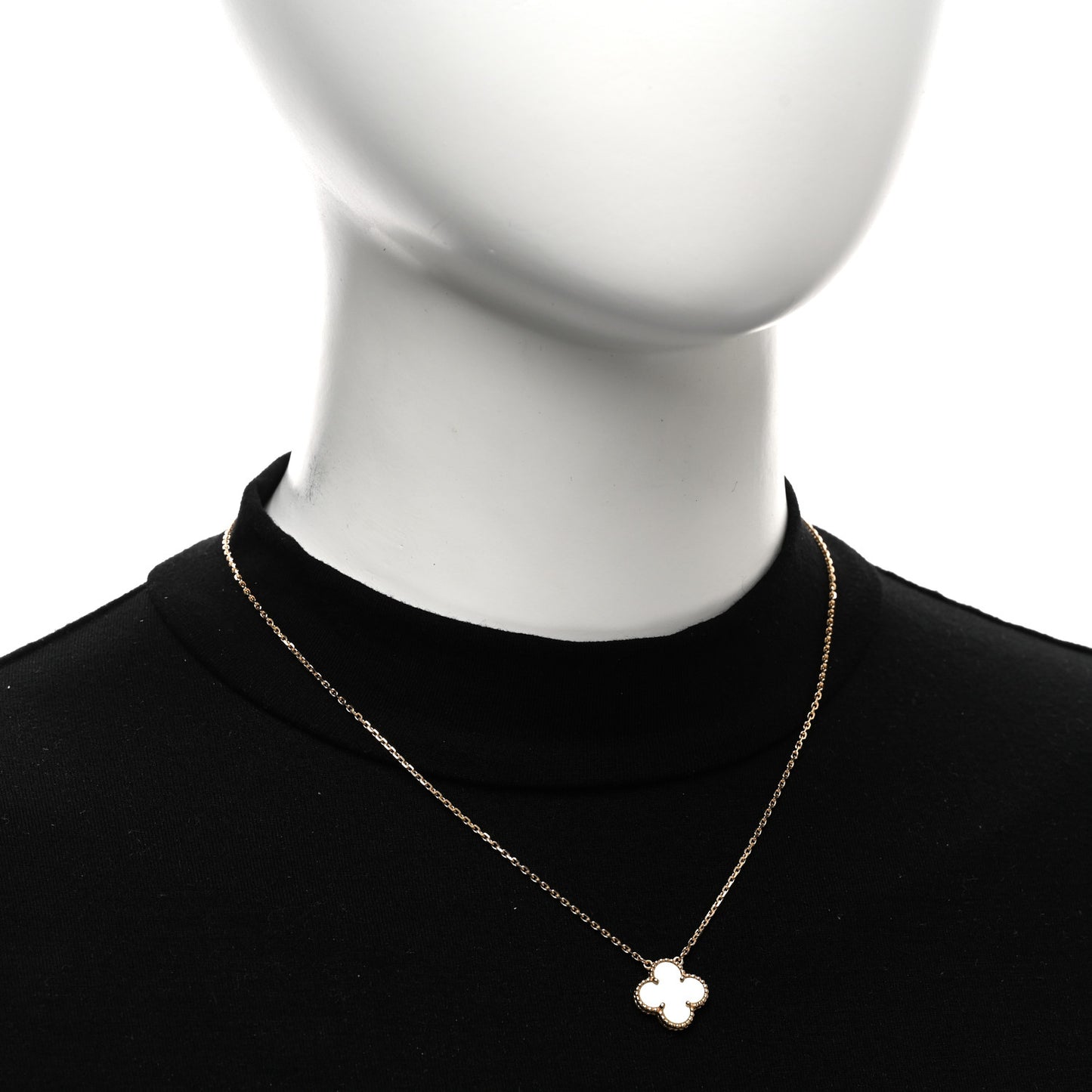 18K Yellow Gold Mother of Pearl Vintage Alhambra Pendant Necklace