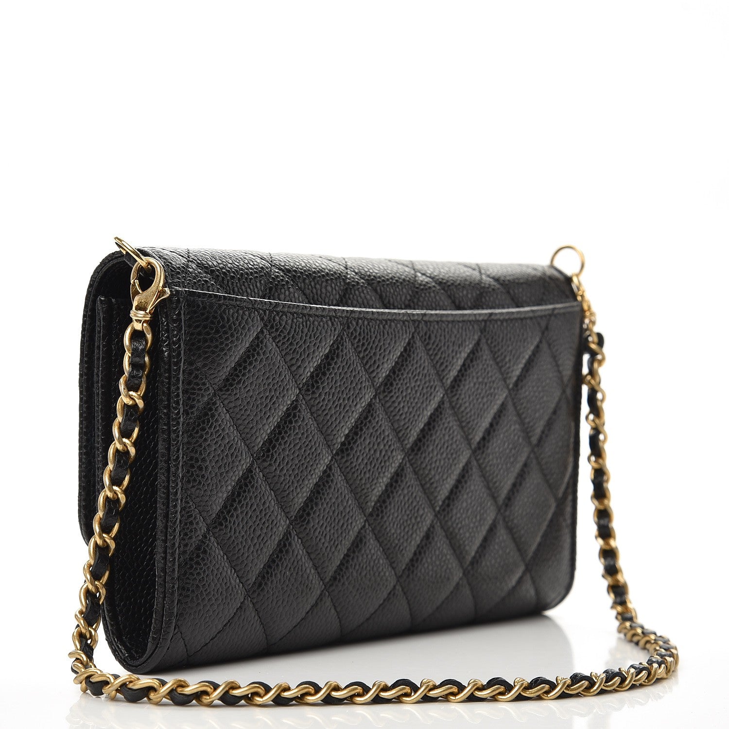 Chanel Caviar Quilted Wallet With Chain Black 3 of 9