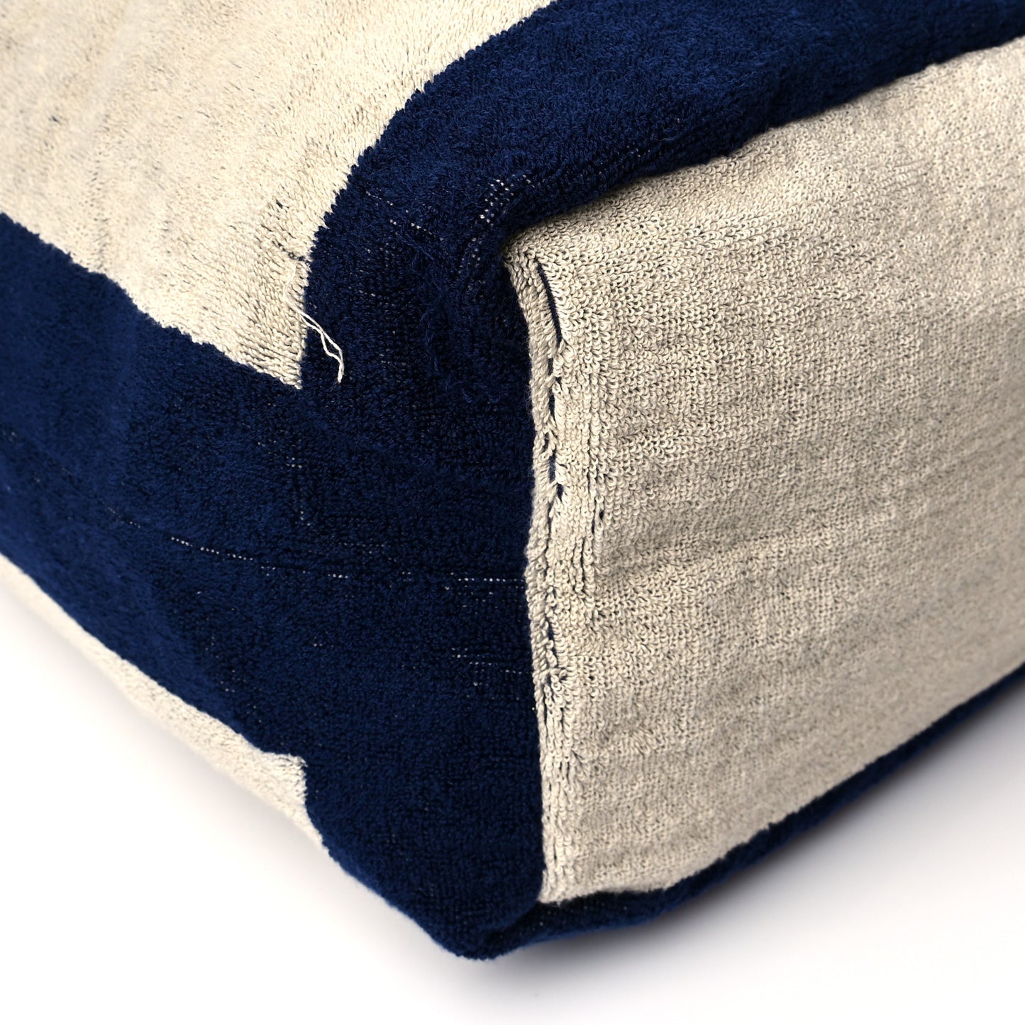 Terry Cotton CC Beach Tote Towel Set Navy Blue Beige
