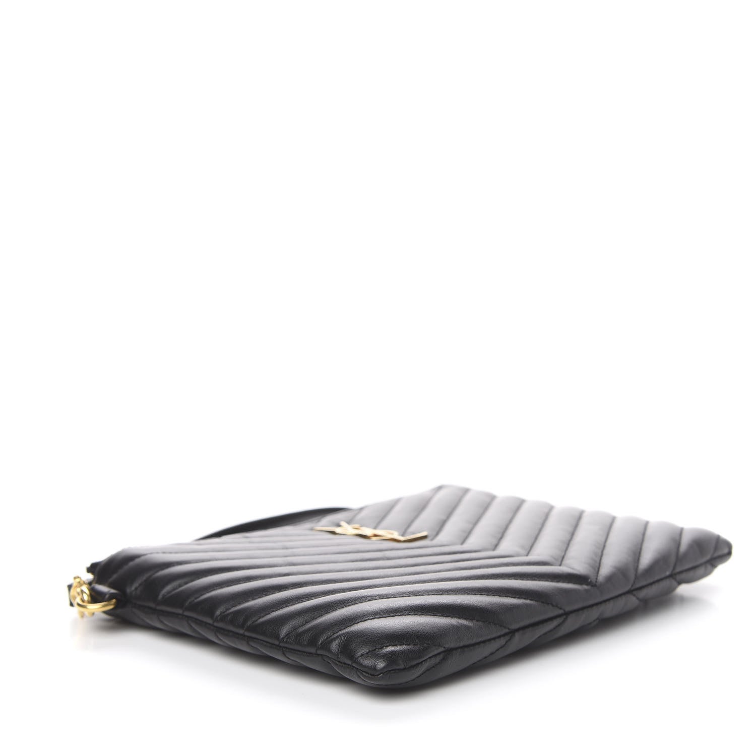 Saint Laurent Calfskin Matelasse Chevron Monogram A5 Wristlet Black 5 of 12