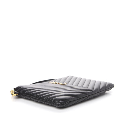 Saint Laurent Calfskin Matelasse Chevron Monogram A5 Wristlet Black 5 of 12