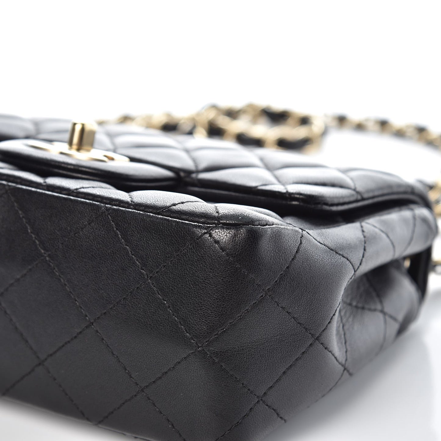 Lambskin Quilted Mini Square Flap Black