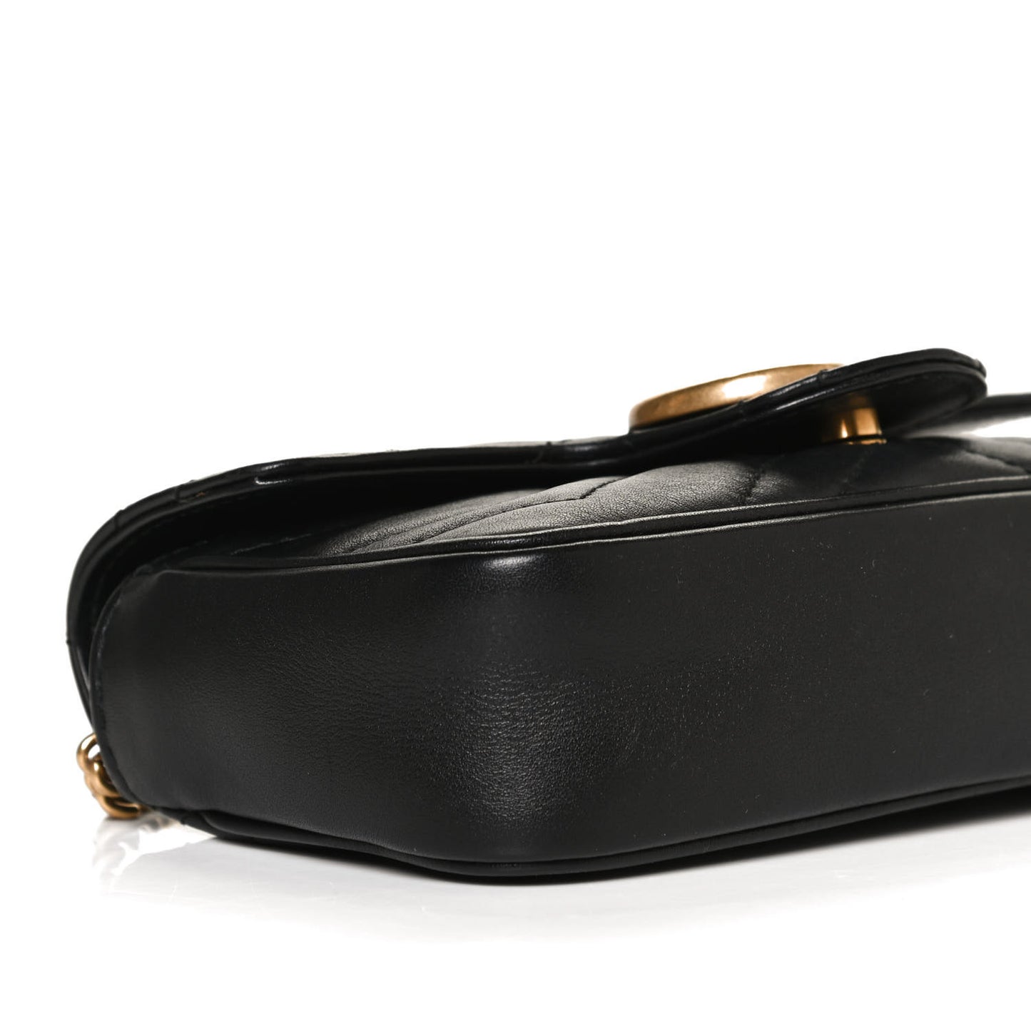 Calfskin Matelasse Super Mini GG Marmont Shoulder Bag Black