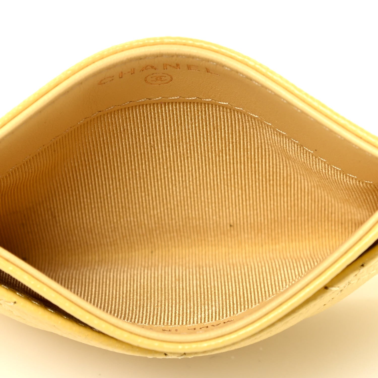 Chanel Caviar Quilted Card Holder Yellow 4 of 4
