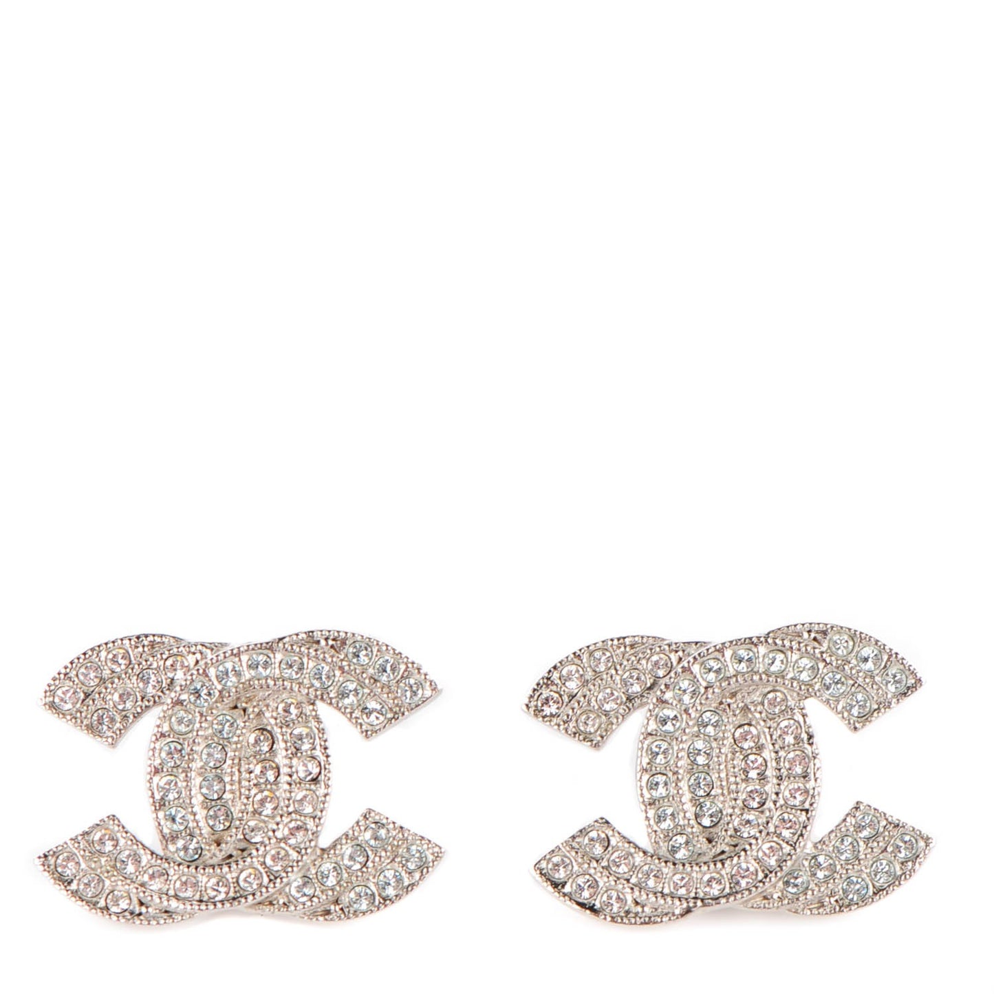 Crystal Double CC Earrings Silver