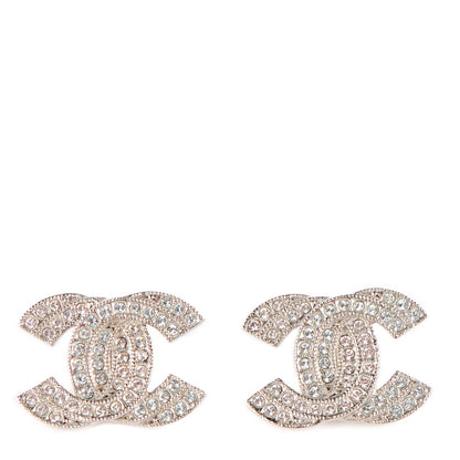 Chanel Crystal Double CC Earrings Silver 1 of 4