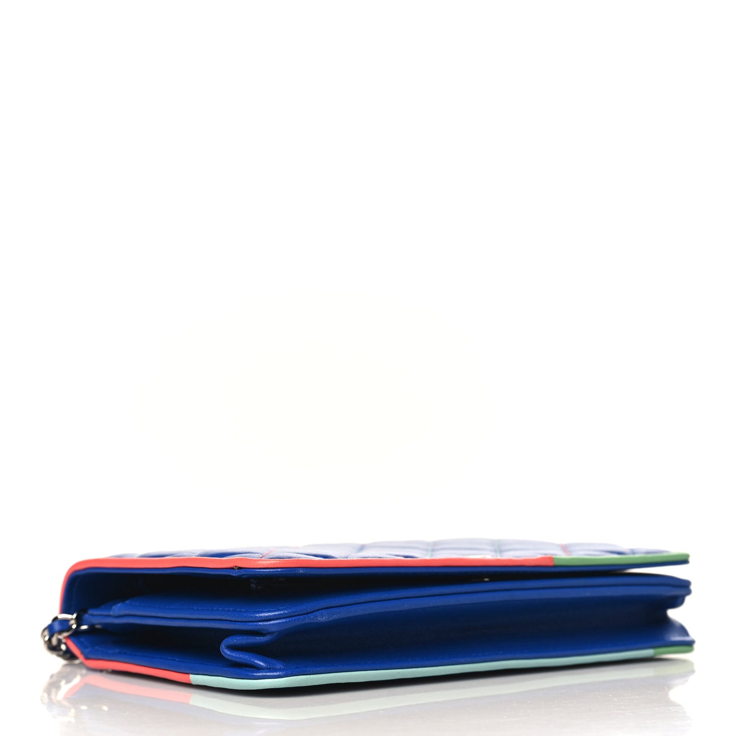 Lambskin Quilted Wallet On Chain WOC Blue Orange Green