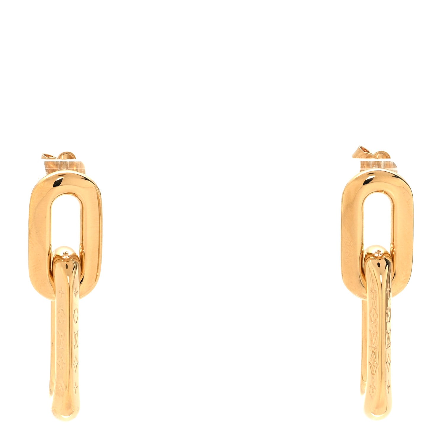 Louis Vuitton Metal LV Edge Double Hoop Earrings Gold 1 of 5