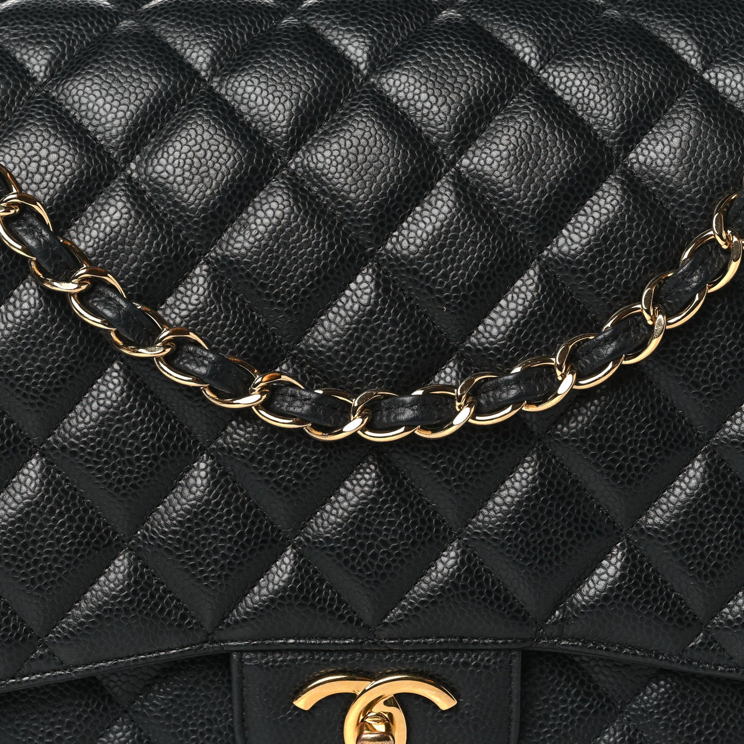 Caviar Quilted Maxi Double Flap Black