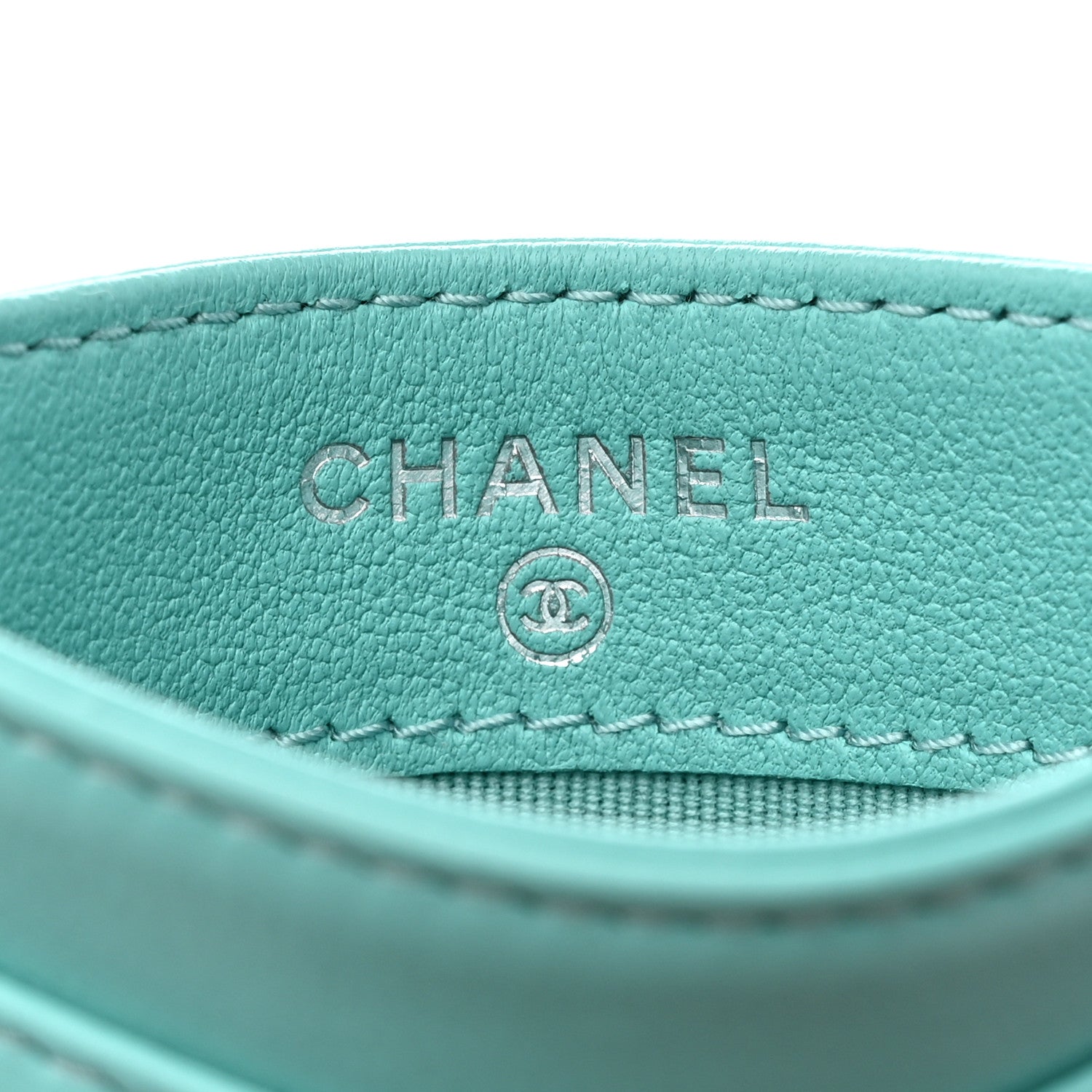 Chanel Lambskin Quilted Card Holder Turquoise 6 of 9