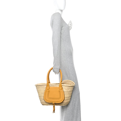 Chloe Raffia Small Grain Calfskin Medium Marcie Basket Yellow 2 of 13