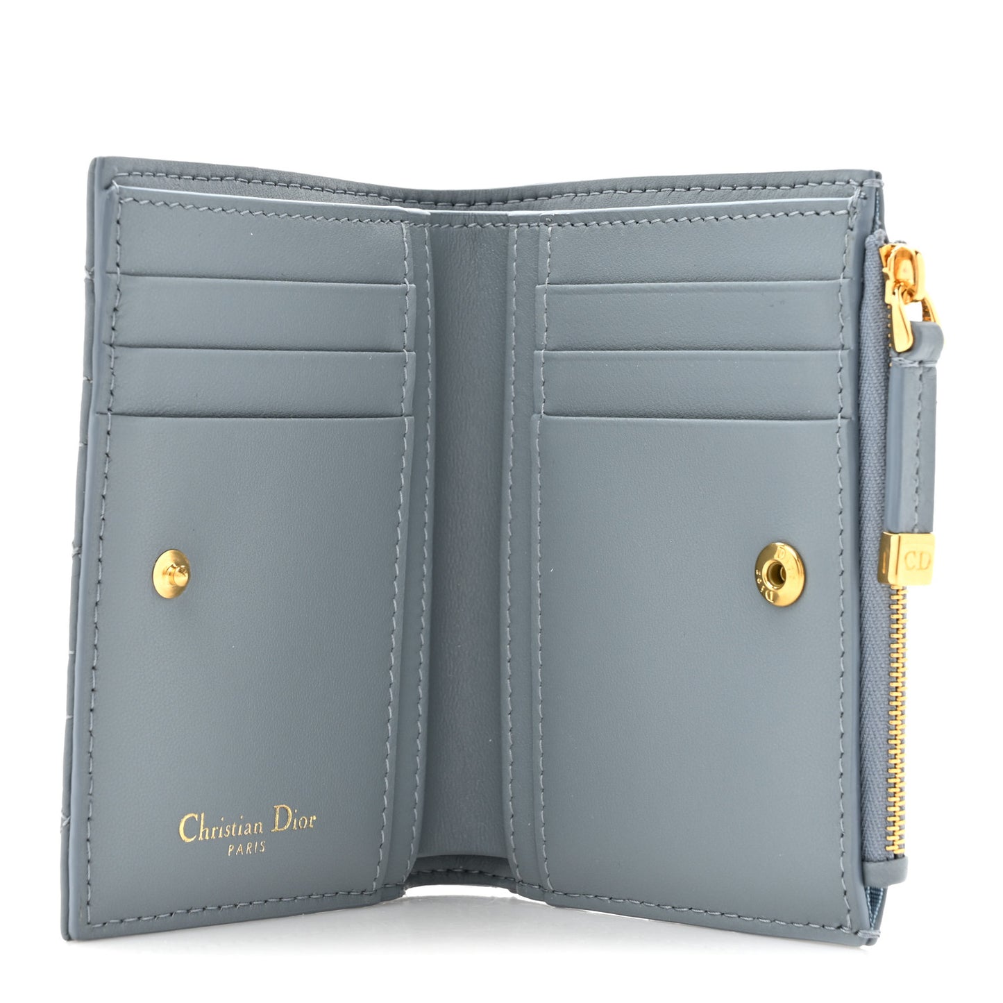 Grained Calfskin Supple Cannage Caro Dahlia Wallet Cloud Blue