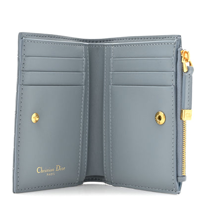 Christian Dior Grained Calfskin Supple Cannage Caro Dahlia Wallet Cloud Blue 5 of 8