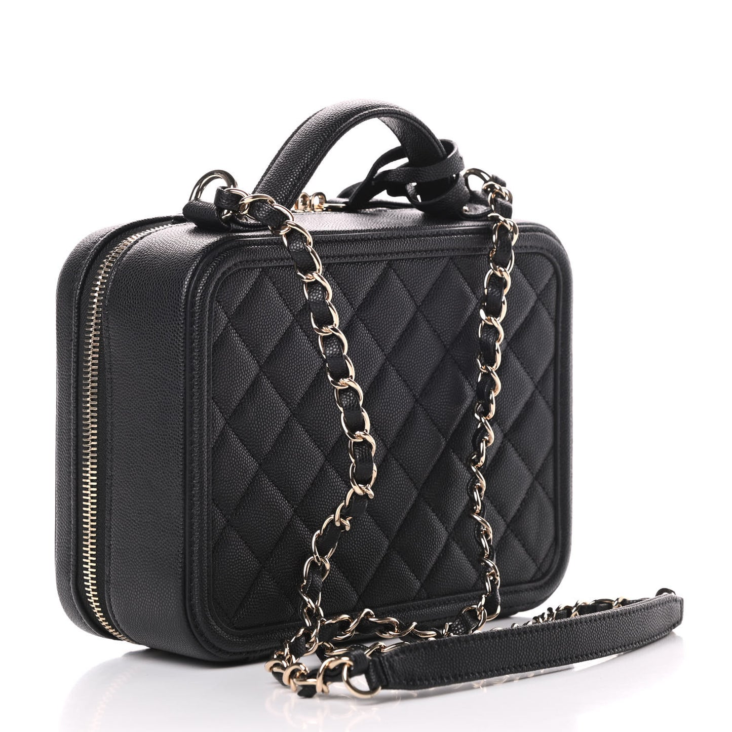 Caviar Quilted Medium CC Filigree Vanity Case Black