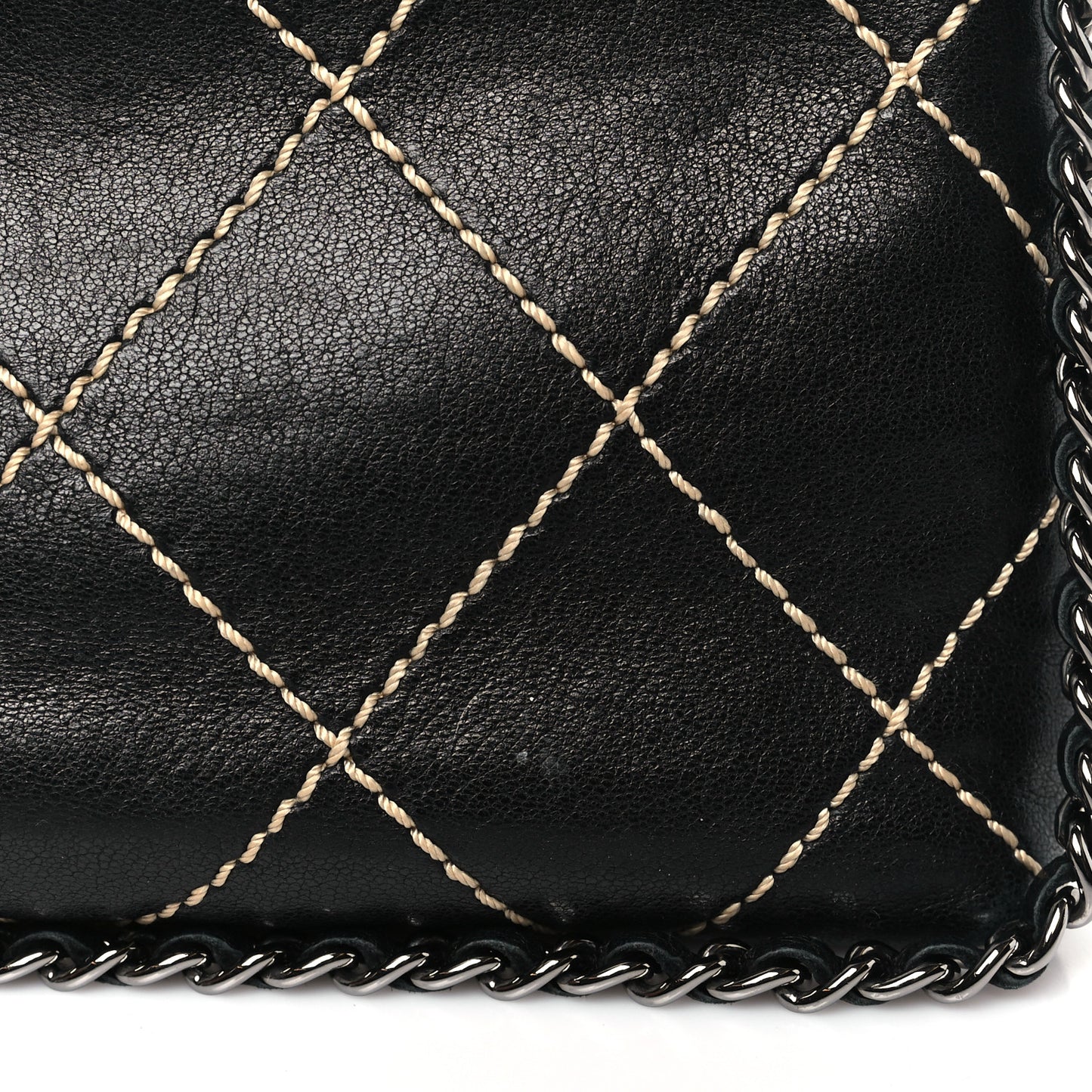 Lambskin Surpique Stitch Pochette Black