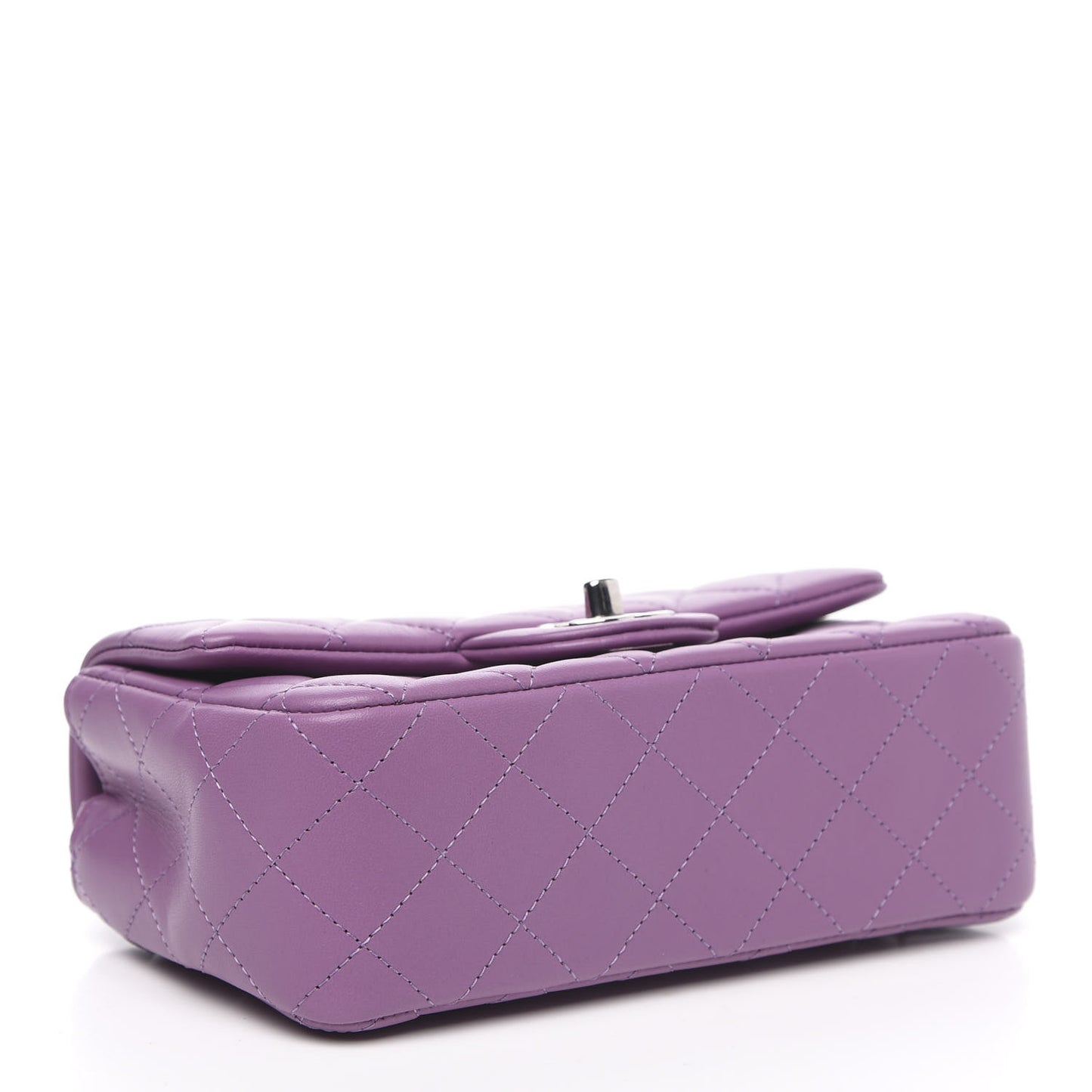 Lambskin Quilted Mini Rectangular Flap Purple
