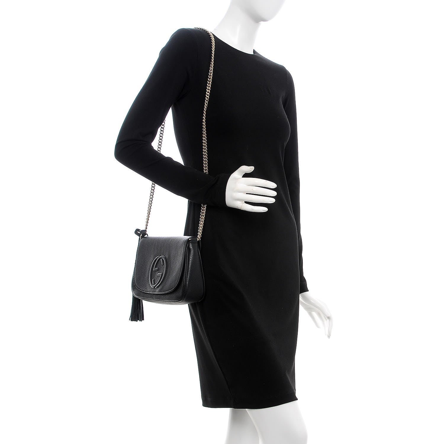 Gucci Pebbled Calfskin Medium Soho Flap Crossbody Black 2 of 7