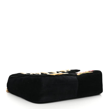 Gucci Velvet Matelasse Loved Embroidered Medium GG Marmont Shoulder Bag Black 4 of 10