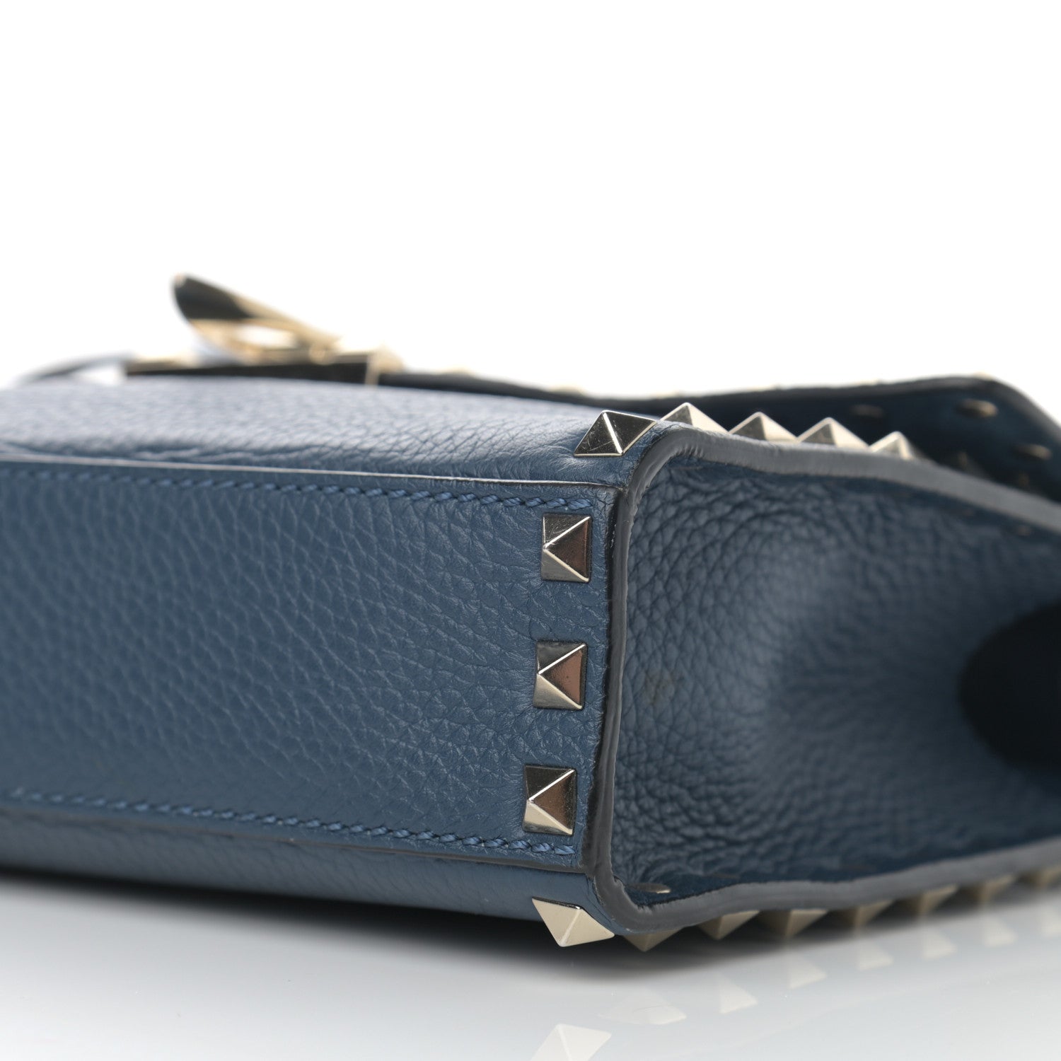 Valentino Garavani Pebbled Calfskin Medium Rockstud Flip Lock Crossbody Bag Peacock 10 of 15