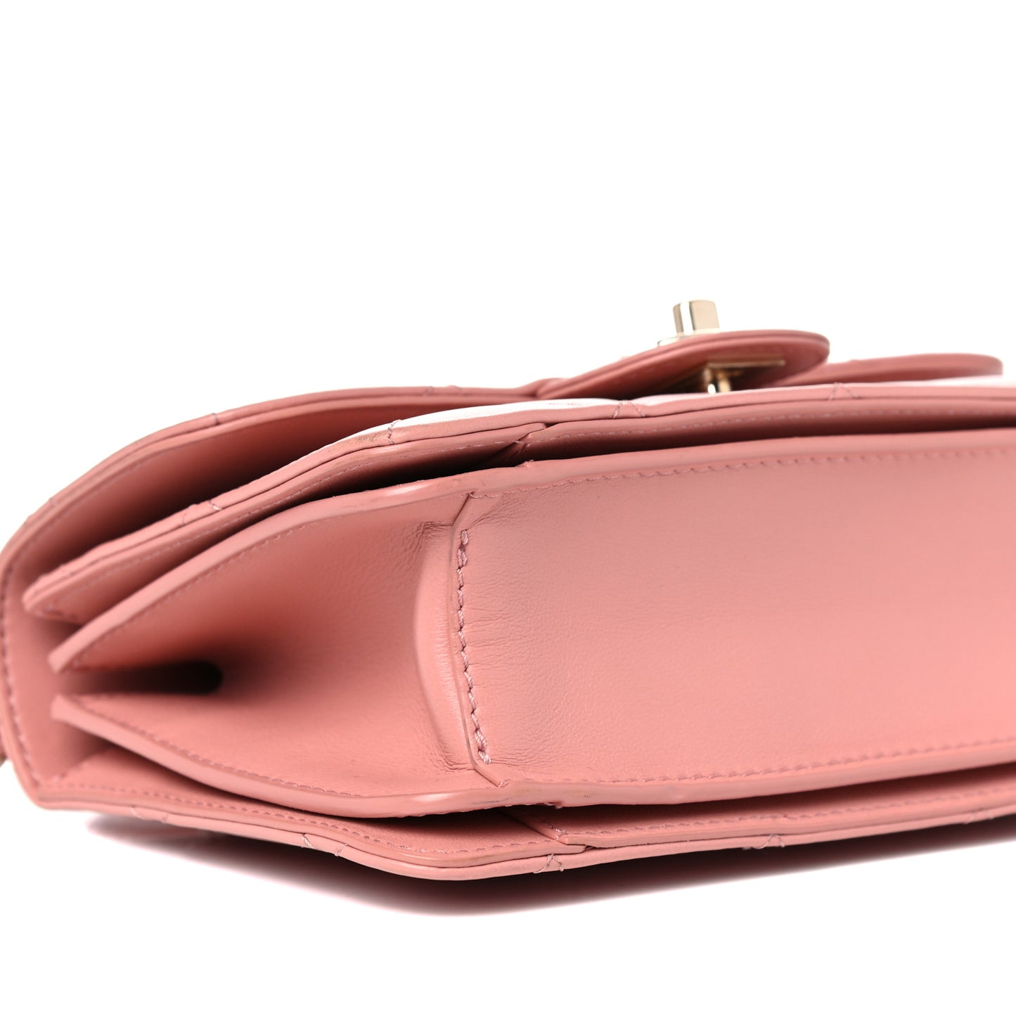 Calfskin Quilted Small Top Handle Flap Pink