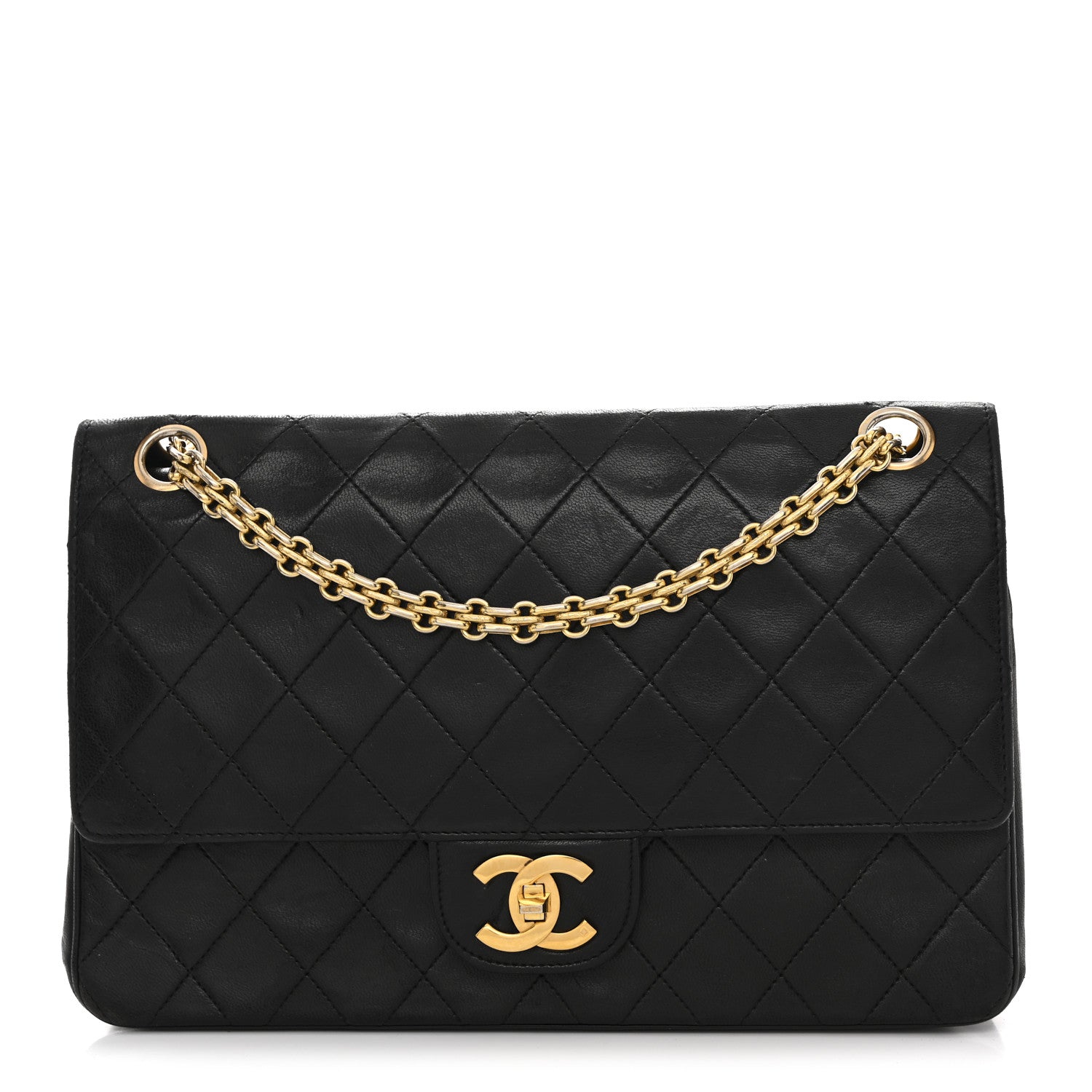 Chanel Lambskin Quilted Medium Double Flap Bijoux Chain Black 1 of 11