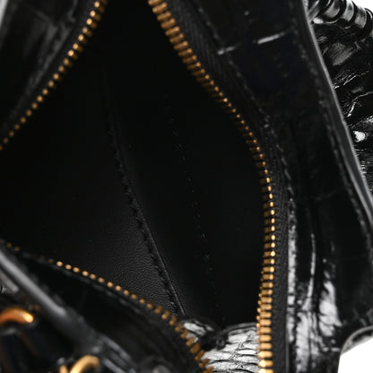 Balenciaga Shiny Supple Calfskin Crocodile Embossed Neo Classic Gold Hardware Super Nano City Crossbody Black 7 of 10