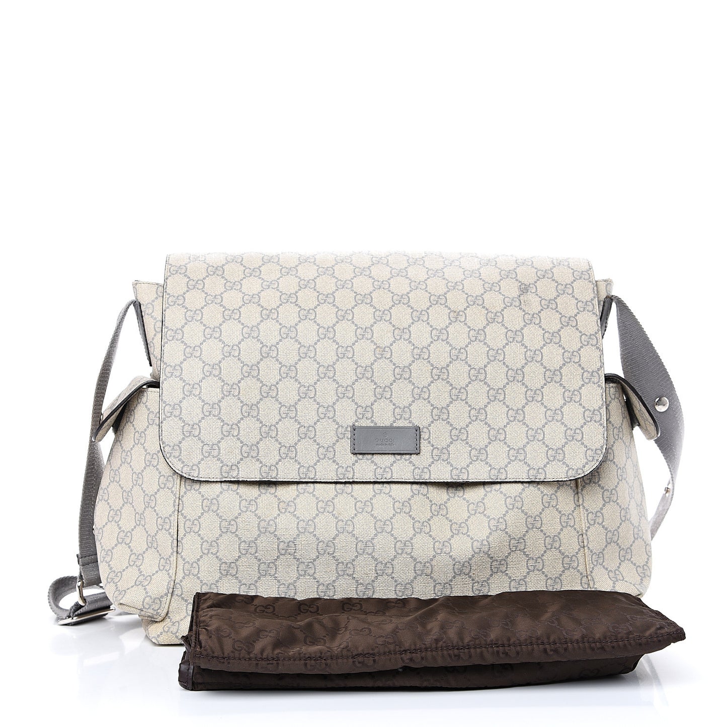 GG Plus Monogram Messenger Diaper Bag Ecru Grigio