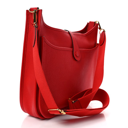 Hermes Taurillon Clemence Evelyne III PM Rouge De Coeur 3 of 8