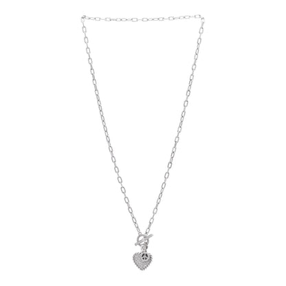 David Yurman Sterling Silver Diamond 3.5mm DY Madison Pave Toggle Chain Micropave Peace Sign Amulet Pave Heart Amulet Necklace 3 of 5