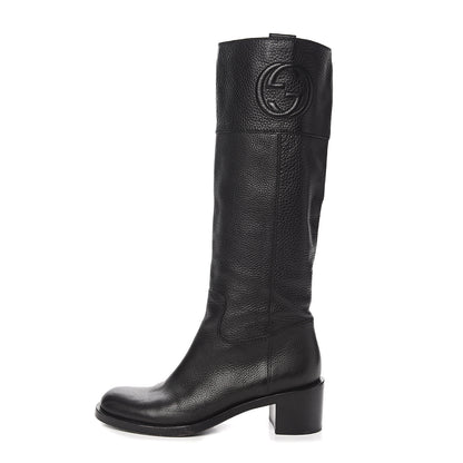 Gucci Calfskin Interlocking G Boots 40.5 Black 1 of 10