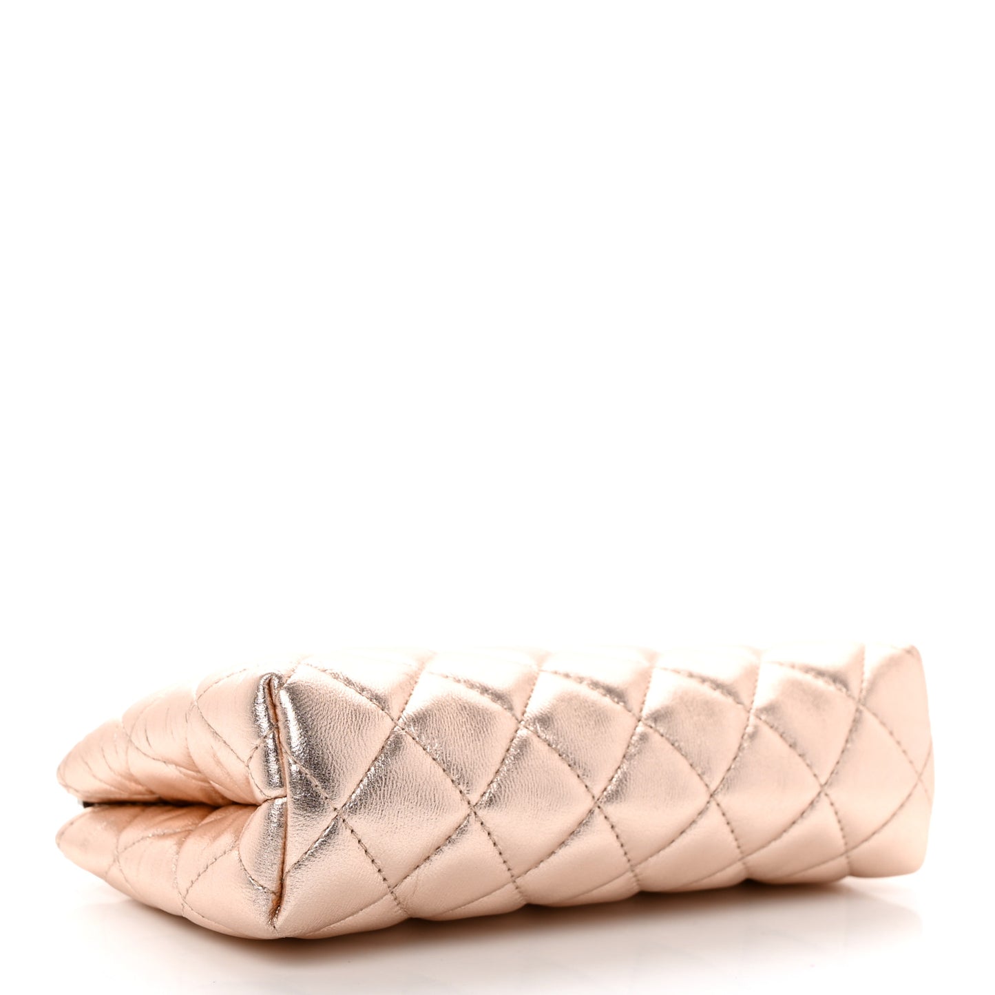 Metallic Lambskin Quilted Cosmetic Pouch Light Pink