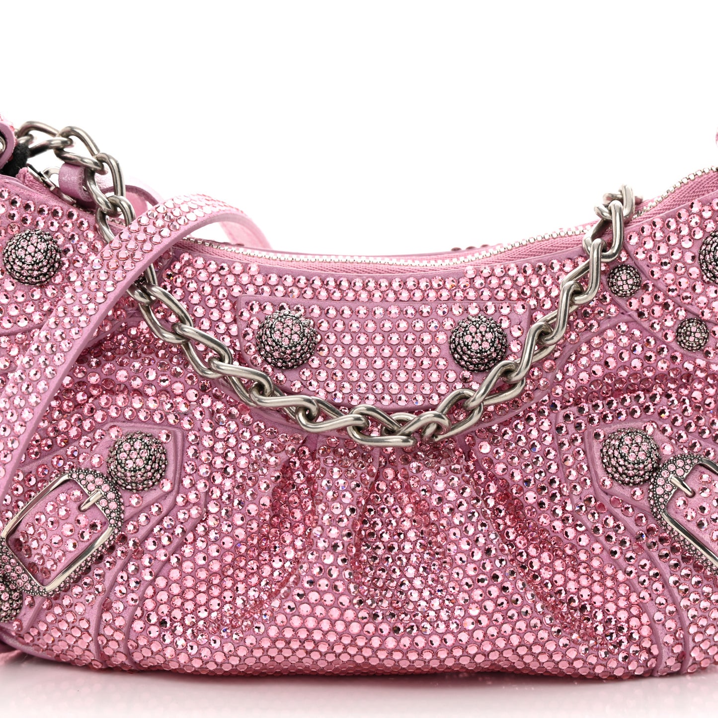 Strass Suede Metallic Nappa Le Cagole Mini Purse With Chain Taffy Light Pink