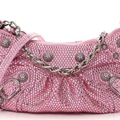 Balenciaga Strass Suede Metallic Nappa Le Cagole Mini Purse With Chain Taffy Light Pink 9 of 12