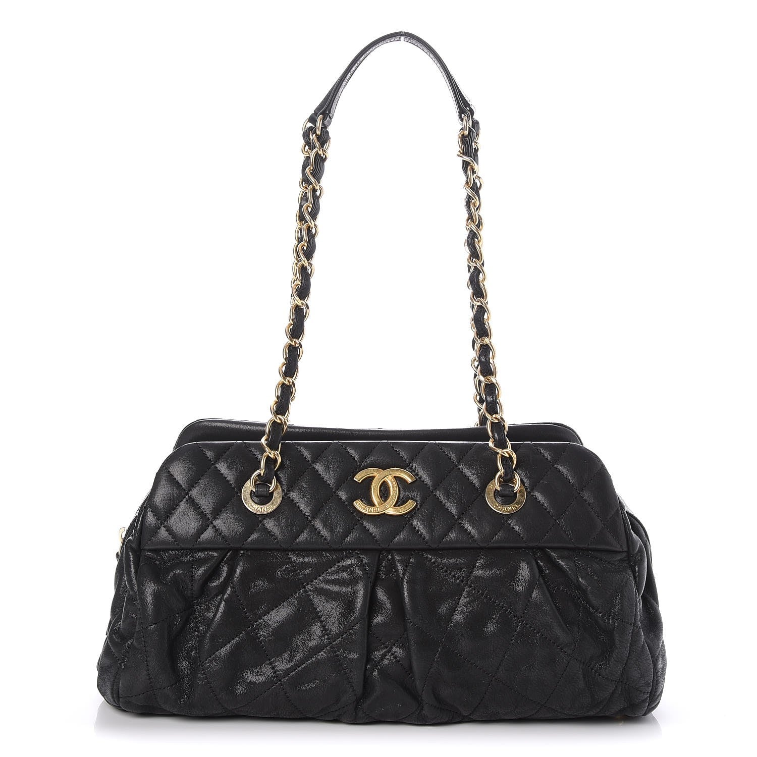 Chanel Iridescent Calfskin Chic Quilt Bowling Bag Black 1 of 7