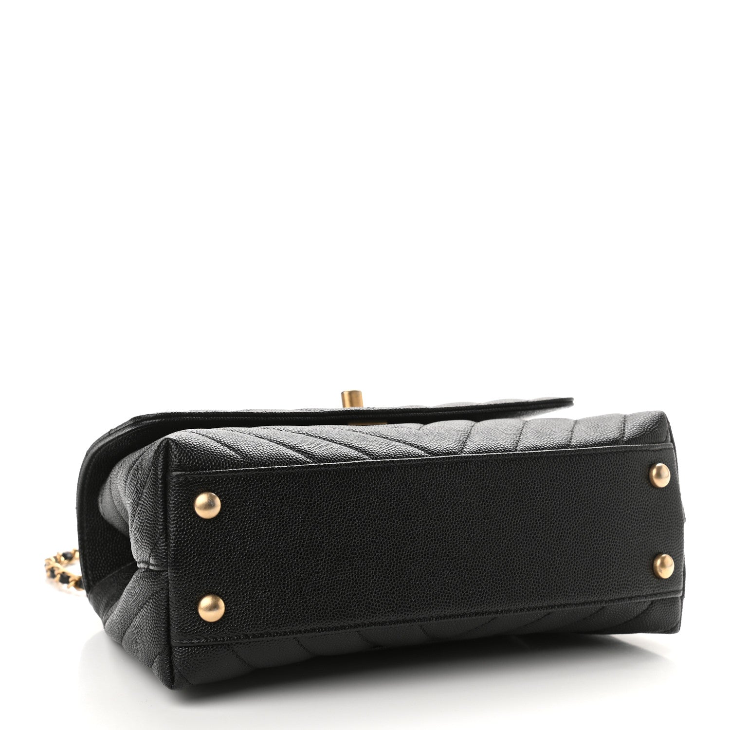 Chanel Caviar Chevron Quilted Mini Coco Handle Flap Black 3 of 10