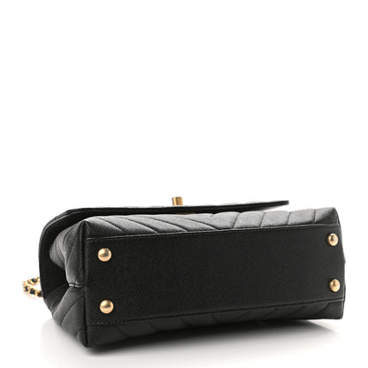 Chanel Caviar Chevron Quilted Mini Coco Handle Flap Black 3 of 10