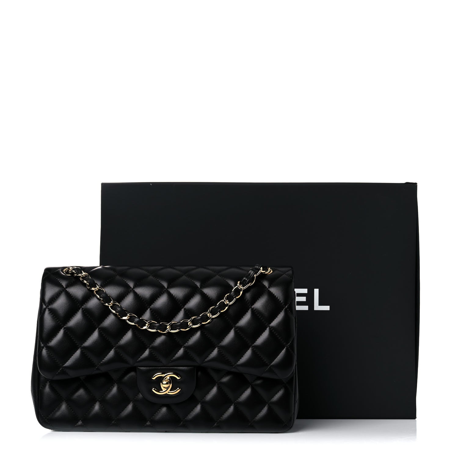 Chanel Lambskin Quilted Jumbo Double Flap Black 14 of 14