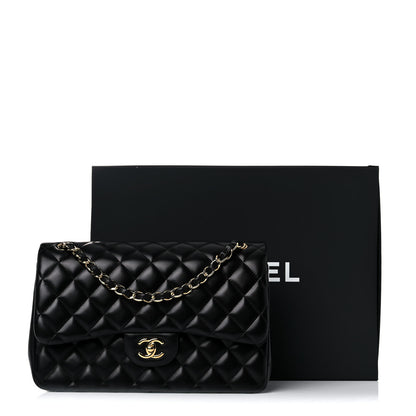 Chanel Lambskin Quilted Jumbo Double Flap Black 14 of 14