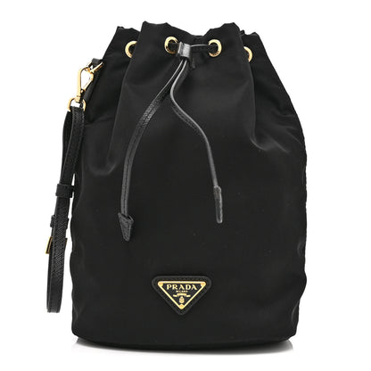Prada Saffiano Tessuto Nylon Vela Bucket Wristlet Black 1 of 10